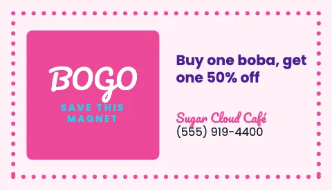 Desserts & boba coupon magnet template