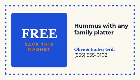 Mediterranean grill coupon magnet template