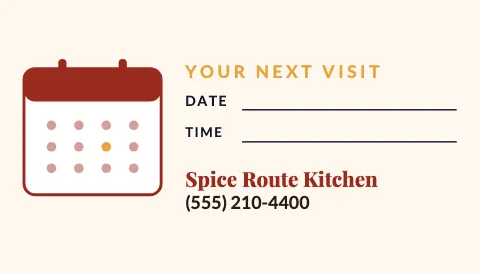 Indian restaurant appointment reminder magnet template