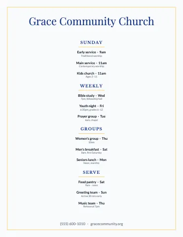Church & community elegant menu template