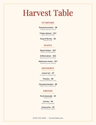 Restaurant elegant menu template