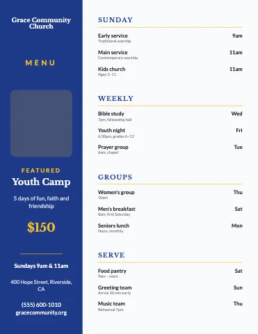 Church & community sidebar menu template