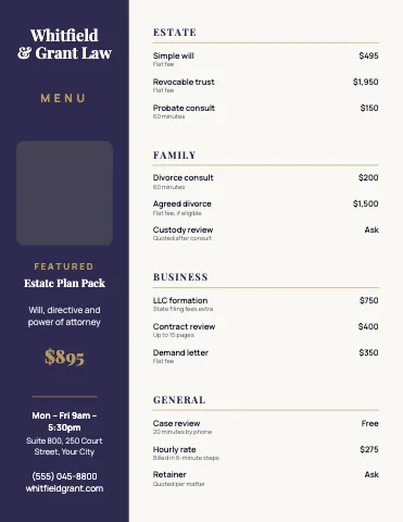Law firm sidebar menu template
