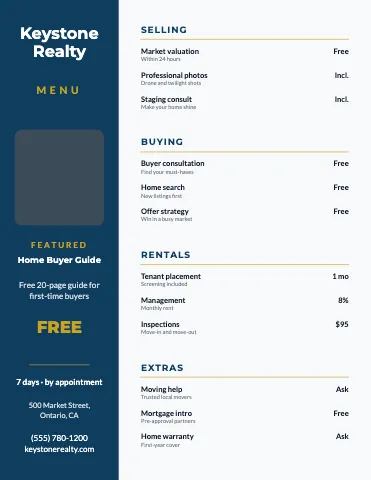 Real estate sidebar menu template