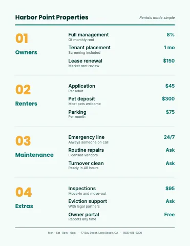 Property management ledger menu template