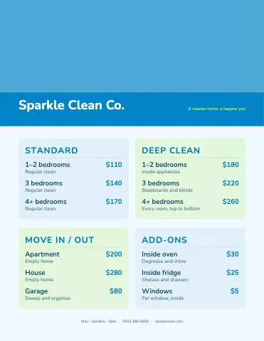 Cleaning services photo masthead menu template