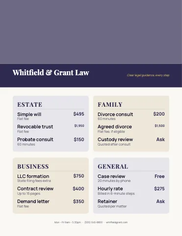 Law firm photo masthead menu template