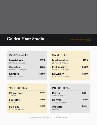 Photography & creative photo masthead menu template