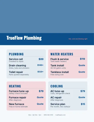 Plumbing & HVAC photo masthead menu template