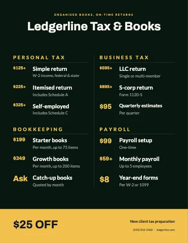Accounting & tax price-led menu template
