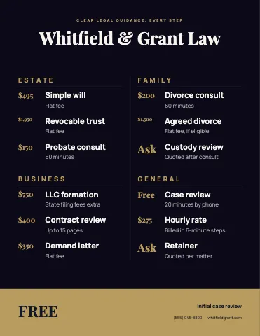 Law firm price-led menu template