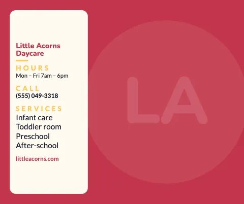 Daycare & preschool info card mouse pad template