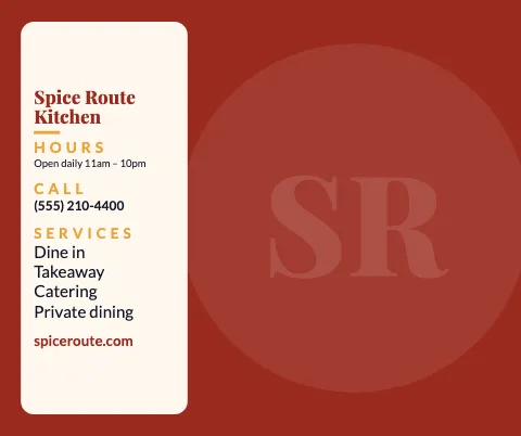 Indian restaurant info card mouse pad template