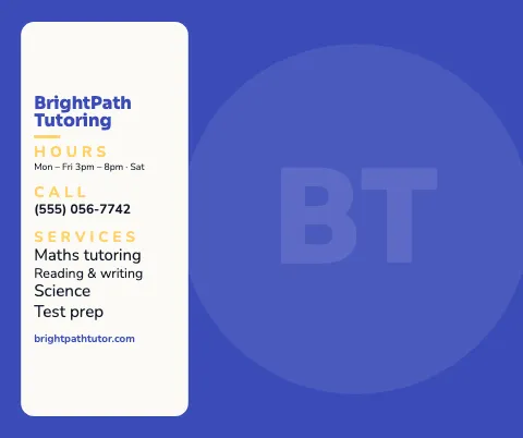 Tutoring info card mouse pad template