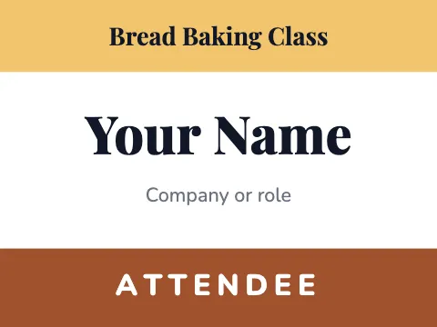 Bakery attendee name badge template