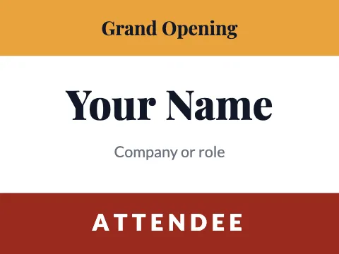 Indian restaurant attendee name badge template