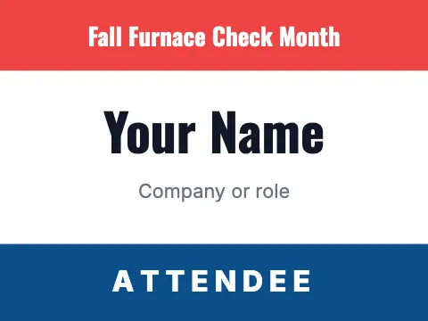 Plumbing & HVAC attendee name badge template