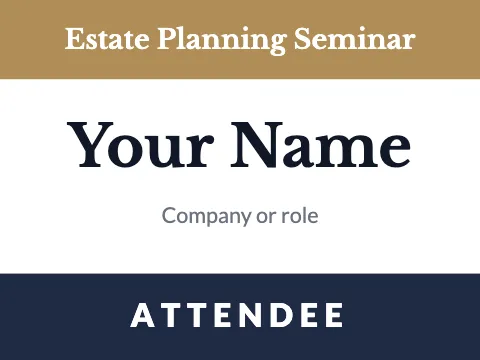 Law & finance attendee name badge template