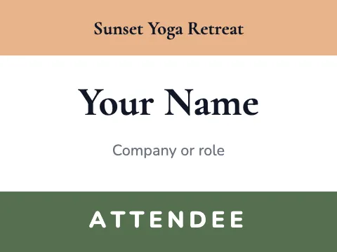 Yoga studio attendee name badge template
