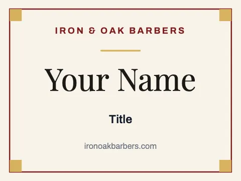 Barbershop centered name badge template