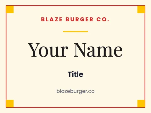 Burger joint centered name badge template