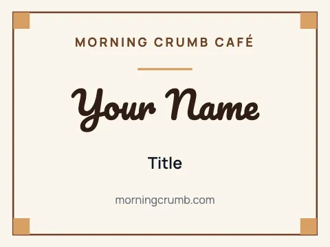 Café & bakery centered name badge template