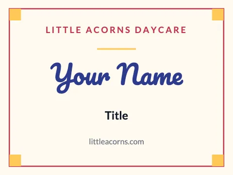 Daycare & preschool centered name badge template