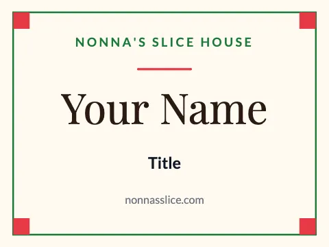 Pizzeria centered name badge template
