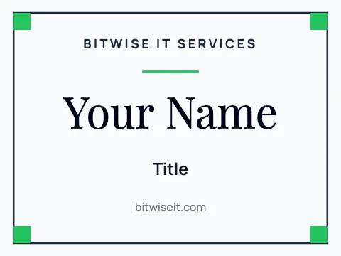 IT & tech services centered name badge template