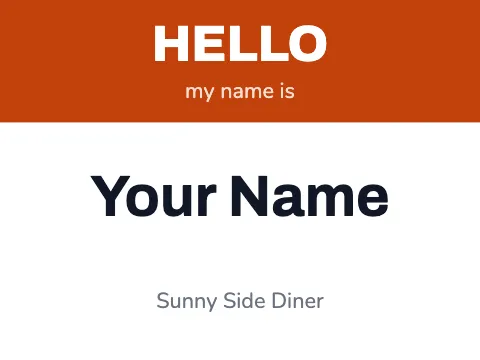Breakfast diner hello name badge template
