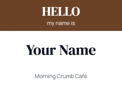 Café & bakery hello name badge template