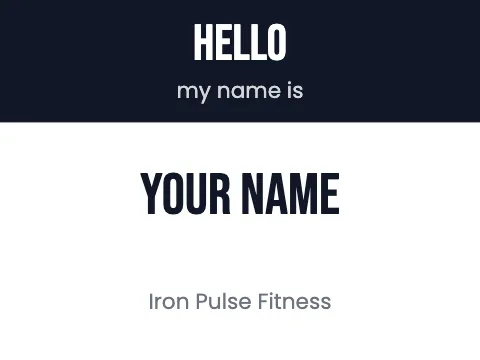 Fitness & gym hello name badge template