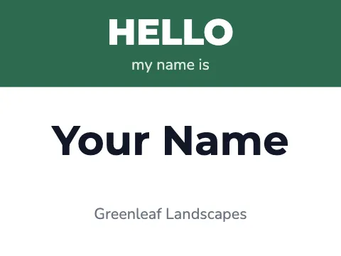 Landscaping hello name badge template