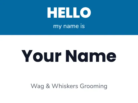 Pet grooming hello name badge template