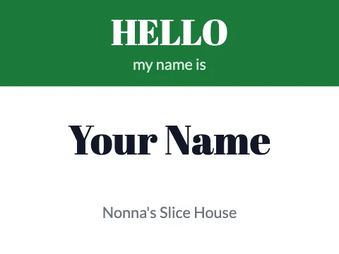 Pizzeria hello name badge template