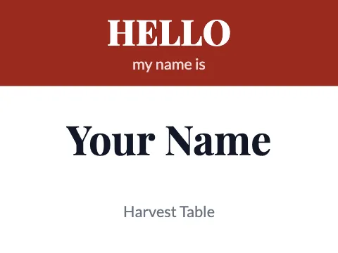 Restaurant hello name badge template