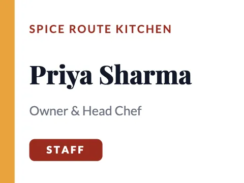 Indian restaurant staff name badge template