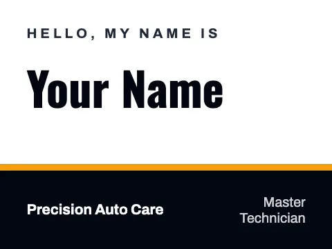 Auto repair footer band name badge template