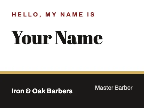 Barbershop footer band name badge template