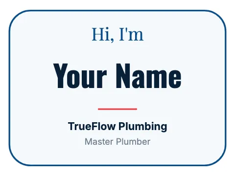 Plumbing & HVAC hi, i'm name badge template