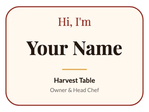 Restaurant hi, i'm name badge template