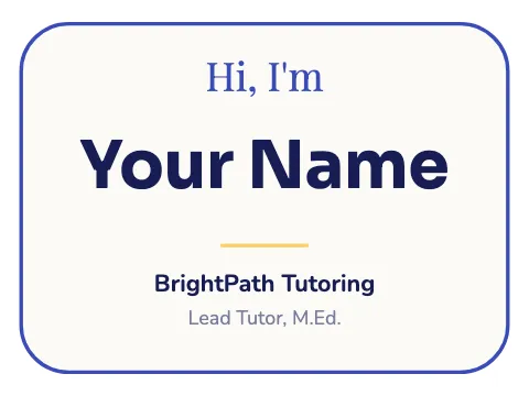 Tutoring hi, i'm name badge template