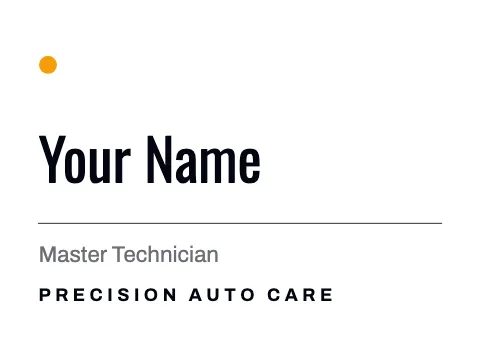 Auto repair minimal name badge template
