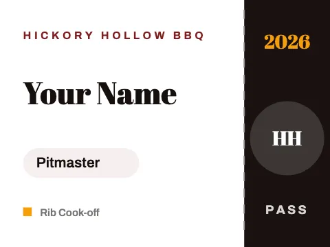 BBQ smokehouse event pass name badge template