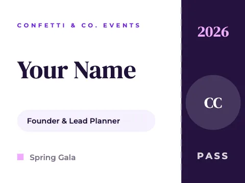 Event planner event pass name badge template