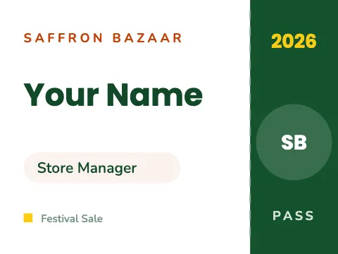 Indian grocery event pass name badge template