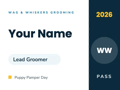 Pet grooming event pass name badge template