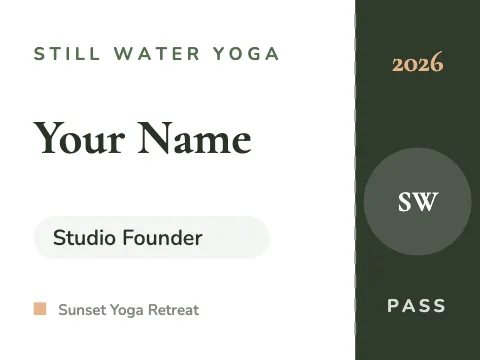 Yoga studio event pass name badge template