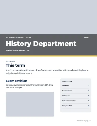 High school two-page newsletter template