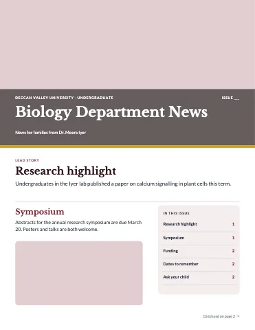 University & college two-page newsletter template